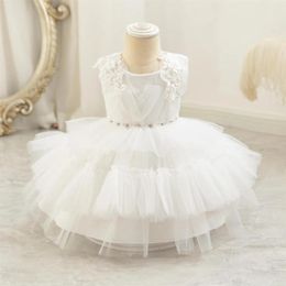 Girl Dresses Mesh Princess Dress First Birthday Wedding Flower Children's Piano Performance