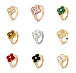 Fashion Classic 4Four Leaf Clover Band Rings 925 Sier 18K Gold With Diamonds For WomenGirls Valentine039S9538171