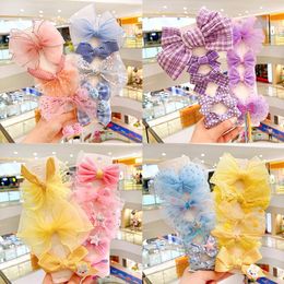 Hair Accessories 2/3/5 Pcs/Set Children Cute Colors Lace Cartoon Bow Flower Ornament Clips Girls Lovely Hairpins Kids Sweet