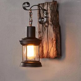 Wall Lamps Antique Style Industrial Wood Sconce Light E27 Rustic Lamp Decorate Iron Metal Art For Bar Loft Corridor