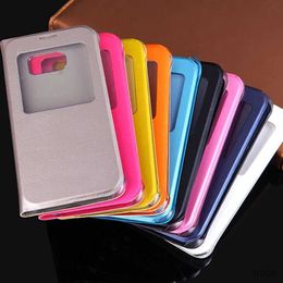 Cell Phone Cases Luxury Window View Flip Cover Shockproof Leather Case Cell Phone Carrying Bag Mask For Samsung Galaxy S6 G920 G920F G920i G920H