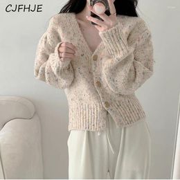 Women's Knits CJFHJE Sweet Pink Autumn Cardigan Women Fashion Loose Knitted Sweater Coats Casual Single-breasted Streetwear Cropped Jacket