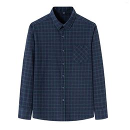 Men's Casual Shirts Mens Long Sleeved Shirt Pure Cotton Wool Plaid Fashion Geometric Holiday