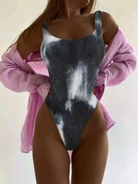 Women's Swimwear Swimsuit Woman 2023 High Quality Sport Tie-dye One Piece Wrinkled Fabric Bathing Suit Women Monokini Beach Surfing