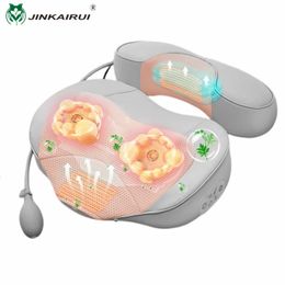 Low Noise Massage Pillow Heated Massage Cushion with Shiatsu Roller Shiatsu Neck and Shoulders Head and Waist Massager Traction 231227