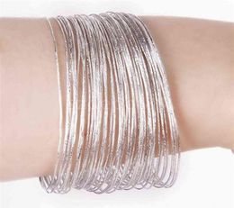 50pcs Bulk Fashion Silver Colour Ultra Thin Hoop Bracelet Cuff Bangle Wristband26002669459