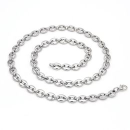 Coffee Beans Link Chain 7 4MM Necklace For Men Stainless Steel Rope Link chain Necklaces Fashion Hip hop Men Jewelry289B