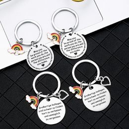 Stainless steel keychain Rainbow creative farewell gift to friends lettering Valentine's Day Keychains can Customised