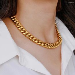 Chains 10/12/14mm Heavy Punk 18K Gold Plate Cuban Link Chain Necklace Men Women HipHop Polished Stainless Steel Fashion Chunky Jewellery
