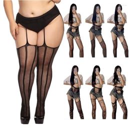 Women Socks Large Plus Size Stockings With Garter Belt For Fishnet Pantyhose Over Knee Thigh High Long Sexy Tights XXXXL