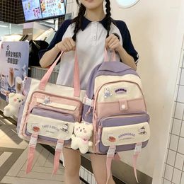 School Bags Multifunctional Women Backpack Large Capacity Shoulder Bag Waterproof Cute Pendant Travel Backpacks 2023