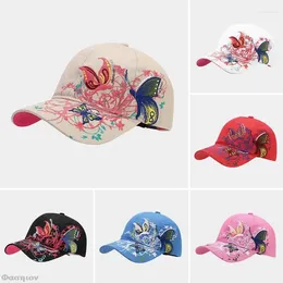 Ball Caps Butterfly Embroidered Baseball Cap Fashion Flower Streetwear Sequin Hip Hop Snapback Hats For Women Adjustable Visor