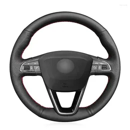 Steering Wheel Covers Hand-stitched Black Leather Car Cover For Seat Leon (5F) Ibiza (6F) Alhambra (7N) Arona Ateca Tarraco