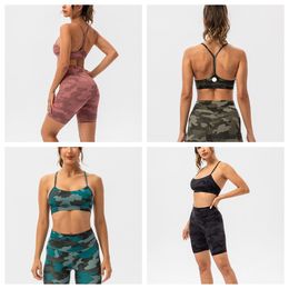 LU-827 Nude tie dye camouflage sports yoga pants Tie dye printed herringbone back sports bra Yoga wear set