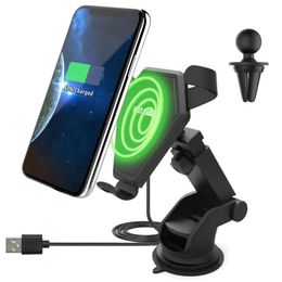 Chargers Fast Qi Wireless Charger 2 in 1 Car Mount Phone Holder Gravity Reaction for iP 8 X Samsung Galaxy S6 S7 S8 Plus