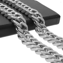 Chains Granny Chic 17mm Men's Stainless Steel Necklace Silver Colour Curb Cuban Link Chain Male Collar Fashion Jewellery 16-36"