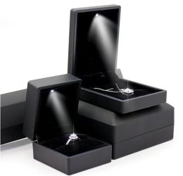 LED Lighted Gift Box Earring Ring necklace Jewellery Boxes high-end Black gift boxes for Jewellery Packaging Display Lights Wholesale supply