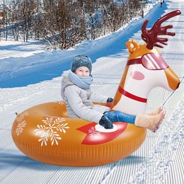 Foldable Skiing Snow Sleigh Snow Tube Kids Child Inflatable Cold-Resistant Ski Circle Kids Adult Ski Ring Skiing Thickened Sled 231227