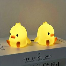 1pc Cartoon Little Yellow Duck Night Light, Cute Silly Cute Animal Night Light, Bedroom Bedside Lamp, Accompanying Sleeping Lamp, Decoration Gift