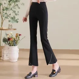 Women's Pants Office Lady Simplicity Spring Summer Thin Elegant Trend Casual Flare Fashion Slim Solid Elastic Waist Clothing