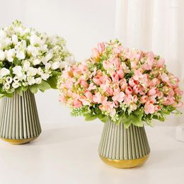 Decorative Flowers Wedding Decor Artificial Magnolia Hydrangea Bouquet Silk Fake Home Living Room Decoration Simulation Flower White Tulip