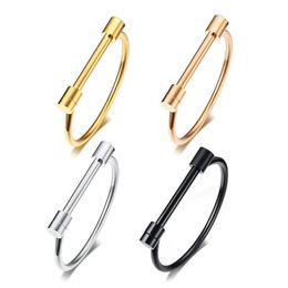 4 Colour Cuff Bangle D Shape Bar Screw Shackle Horseshoe Bracelet Stainless Steel Jewellery For Men Women Unisex Fashion Gifts2846