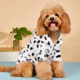 Dog Apparel Jacket Zipper Closure Soft Comfortable Cow Pattern Pet Cat Black White Spots Hoodie Plush Two-legged Coat For Outdoor