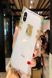 Designer Fashion Square Clear Cell Phone Cases Bling Metal Crystal Cover Protective shell For iPhone 13 12 11 Pro Max XR XS 8 7 6 2385751