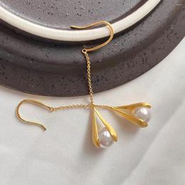 Dangle Earrings Pea Imitate Pearl Women's French Elegant Droplet Shape Matte Ins Style Advanced Sense Simple Temperament Gifts