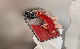 Mobile Phone Cases Red Brown Armband Phonecase Luxury Designer Card Pocket Case Leather Cover Shell For IPhone 14 Pro Max 13P 12 12271966