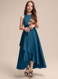 Girl Dresses A-line Halter Floor-Length Chiffon Junior Bridesmaid Dress Real Pictures Flower Party First Communion Gown