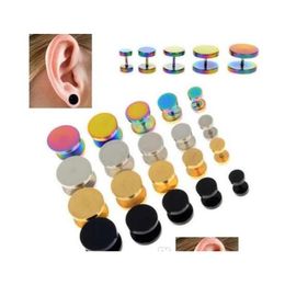 Gold Black Stainless Steel Cheater Faux Fake Ear Plugs Flesh Tunnel Gauges Tapers Stretcher Earring 6-14Mm Bd6Ue280g