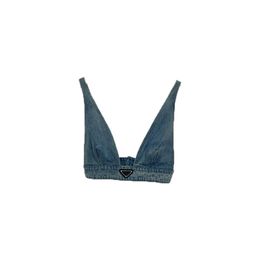 Designer giubbotto femminile triangolo invertito in denim biancheria biancheria intima dolce slim slim camperia top