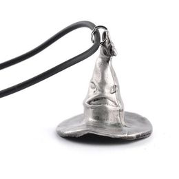 Classic Hogwarts School Magic Metal Cap Hat Pendant Necklaces Leather Chain To bring You A Magical experience Power Jewelry172x