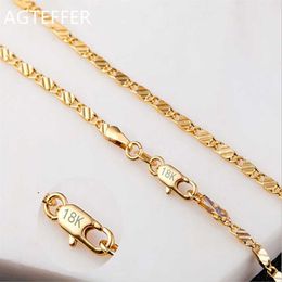 Chains AGTEFFER 925 Silver 16 18 20 22 24 26 28 30 Inch 2mm Gold Charm Chain Necklace For Women Man Wedding Fashion Jewellery Gifts281l