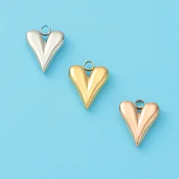 Charms 3PCs Stainless Steel Love Heart Pendants Gold Colour Valentine Day For Jewellery Making Diy Earrings Bracelet 16X12mm