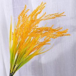 Decorative Flowers Artificial Plants 7 Forks Wheat Plastic Rice Garden Decoration Outdoor Autumn Pography Flower Arrangement Home Decor