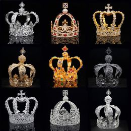 Royal Queen King Tiaras Crown Men Round Diadem Bridal Tiaras and Crowns Headdress Prom Wedding Hair Jewelry Party Ornament Male Y2301Z