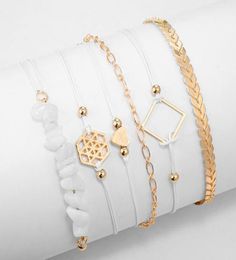 Fashion Women039s Bracelets Geometric Arrow Chain Love Hollow Square Ball Gravel Bracelet Sixpiece 1 Set Six Pieces4364965