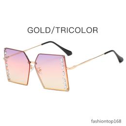 Fashion sunglasses Designer Retro Square Sunglasses Ladies' sunglasses for women luxury brand rimless ocean lens with large shadows