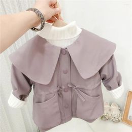 Jackets Fashion Girls Kids Trench Coat Sweet Spring Autumn Long Sleeve Children Baby Outwear Cardigan Casacos ADK394