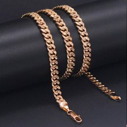 Chains Anietna 7 5mm 60cm Curb Hip Hop Necklace For Men Cool 585 Rose Gold Colour Choker Link Jewellery Gift Party Collar Hombre231L