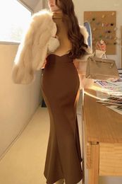 Skirts Dabuwawa Trumpet Empire Long Slim Skirt Women 2023 Collection Vintage Sheath Wave Cut Bottom Sexy & Club Christmas DM1DSK006