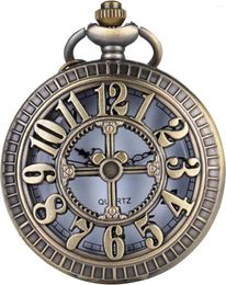 Pocket Watches Vintage Quartz Watch Number Bronze With Necklace Chain Gift For Kids Women And Mens