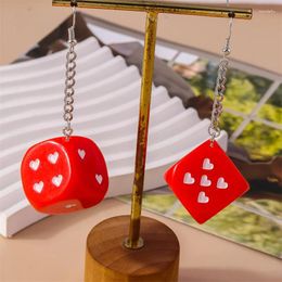 Dangle Earrings Aihua Big Size Different Number Acrylic Dice Personality Game Props Multifacted Digital Long Earring