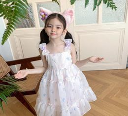 Kids Girls Chiffon suspender Dresses Summer Baby Girl flowers Print Dress Children Birthday Clothing Tutu8643601