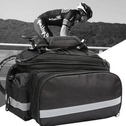 Bike 3 In 1 Waterproof Bicycle Trunk Bag MTB Road Large Capacity Travel Luggage Rear Seat Rack Panniers 231227