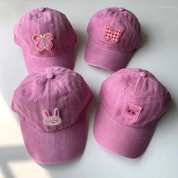 Ball Caps 2023 Korean Version Of Pink Patch Embroidered Baseball Cap Women Sweet And Cute Soft Top Washed Cotton Adjustable Sun Hat