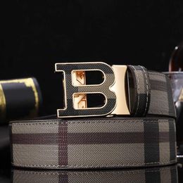 Mens Leather Belt Letter B Grid Automatic Buckle Business Casual Waistband 3 5CM Luxury Designer Jeans Dress Belts284r