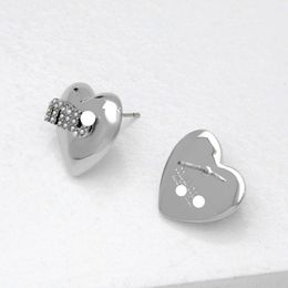 Love Ear Studs Plated with Platinum Pearl Letter Sweet Versatile Heart Silver Needle Ear Studs